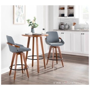 Damato Counter Height Bar Stool Leather, Yellow/Gray/Black