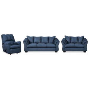 Darcy Sofa, Loveseat and Recliner, Blue