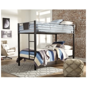 Dinsmore Twin Bunk Beds with Ladder, Black/Gray