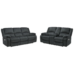 Draycoll Power Reclining Sofa and Loveseat Set, Slate