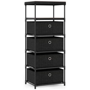 Dresser with 3/4 Drawers Fabric Storage Tower with Wood Top and Metal Frame-L