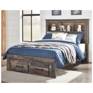 Drystan Full Bookcase Bed with 2 Storage Drawers, Multi
