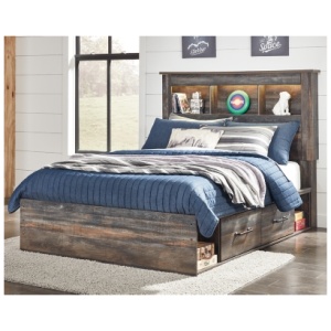 Drystan Full Bookcase Bed with 4 Storage Drawers and 4 Cubbies, Multi