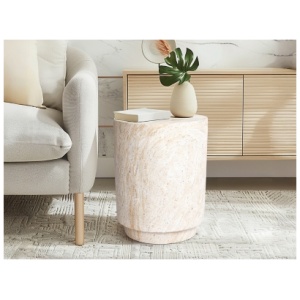 Empire Art Direct Aurora Column Accent Side Table, Beige