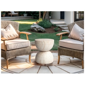 Empire Art Direct Enchanted Duality Accent Side Table, Beige