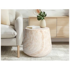 Empire Art Direct Golden Glow Accent Side Table, Beige