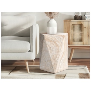 Empire Art Direct Luminous Harmony Accent Side Table, Beige