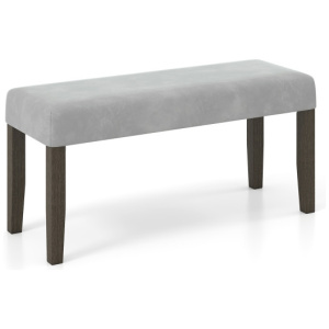 End of Bed Bench with Padded Seat and Solid Wood Legs-Gray