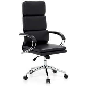 Ergonomic Leather Office Chair with Adjustable Height and Rocking Function-Black