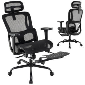 Ergonomic Office Chair Swivel Computer Desk Chair with Rotating Headrest-Black