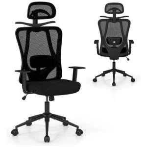 Ergonomic Office Chair with 3D Headrest and Reclining Backrest-Black