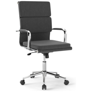 Ergonomic Office Desk Chair with Rocking Backrest and Height-adjustable Padded Seat-Gray
