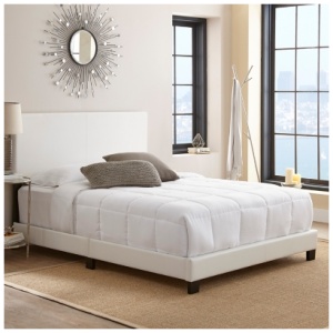 Fiona Upholstered Faux Leather Platform Bed, White