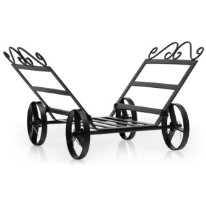 Firewood Rack Decorative Rustproof Steel Fireplace Log Holder with Wheels