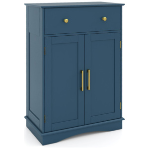 Floor Storage Cabinet with Doors Modern Buffet Sideboard with Drawer and Adjustable Shelf-Navy Blue