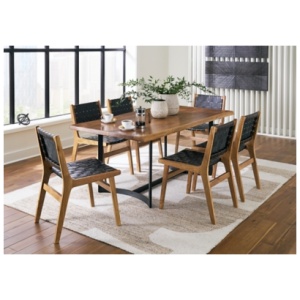 Fortmaine Dining Table and 6 Chairs, Brown/Black