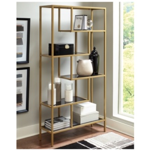 Frankwell 70" Bookcase, Gold Finish