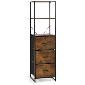 Freestanding Vertical 3 Drawer Dresser with 3 Shelves-Rustic Brown