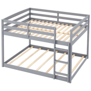 Full Over Full Bunk Bed Low-to-ground Bunk Bed-Gray
