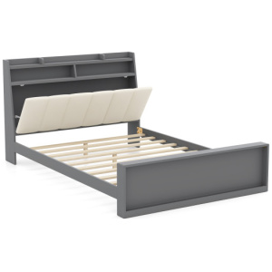 Full Size Bed Frame with Storage Modern Platform Bed with Headboard-Full Size
