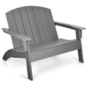 HDPE Patio Adirondack Chair for Porch Garden Backyard-Gray