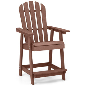 HDPE Patio Chair with Armrest and Footrest for Indoor Outdoor-Coffee