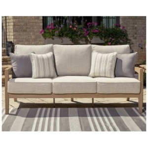Hallow Creek Outdoor Sofa with Cushion, Driftwood