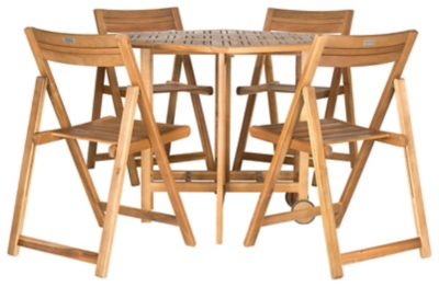 Halsted Outdoor Table and 4 Chairs (Set of 5) , Teak