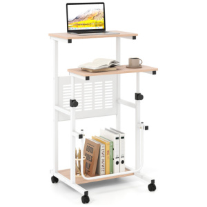 Height Adjustable Mobile Computer Stand-Up Desk with 2 Modes