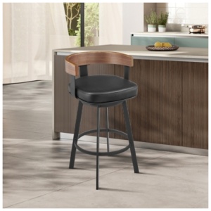 Idris Swivel Counter Height Bar Stool, Vintage Black