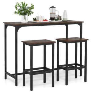 Industrial 3-Piece 47.5" Counter-Height Dining Table and 2 Bar Stools-Coffee