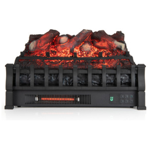 Infrared Quartz Electric Fireplace with Adjustable 3D Flame Colors and Overheat Protection-Black