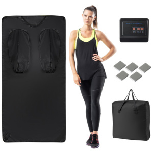 Infrared Sauna Blanket for Home Use with Arm Sleeves Wraps and Carry Bag-Black