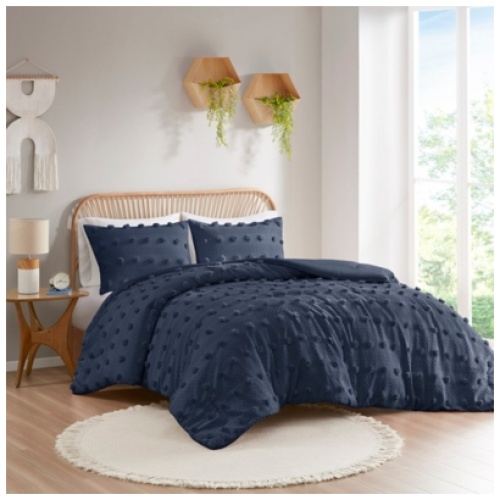 Intelligent Design Clip Full/Queen Comforter Set, Navy