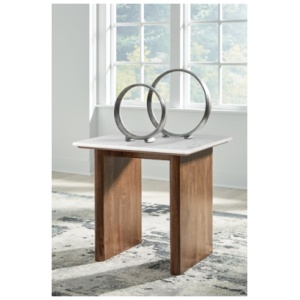 Isanti End Table, Light Brown/White