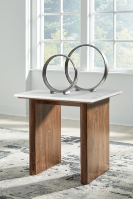 Isanti End Table, Light Brown/White