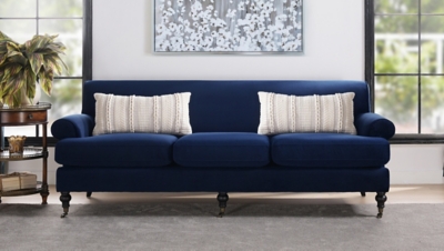 Jennifer Taylor home Alana Lawson Three-Cushion Sofa, Navy Blue