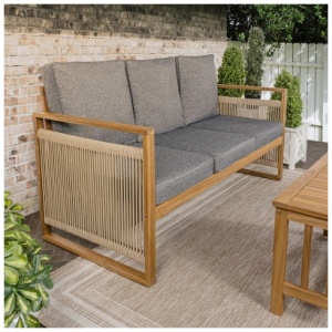 Jonathan Y Gable Outdoor Sofa, Teak Brown