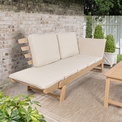 Jonathan Y Hartley Outdoor Folding Day Bed Sofa, Light Teak