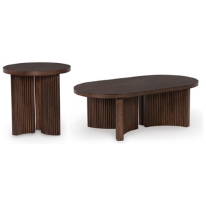 Korestone Coffee Table with 1 End Table, Dark Brown