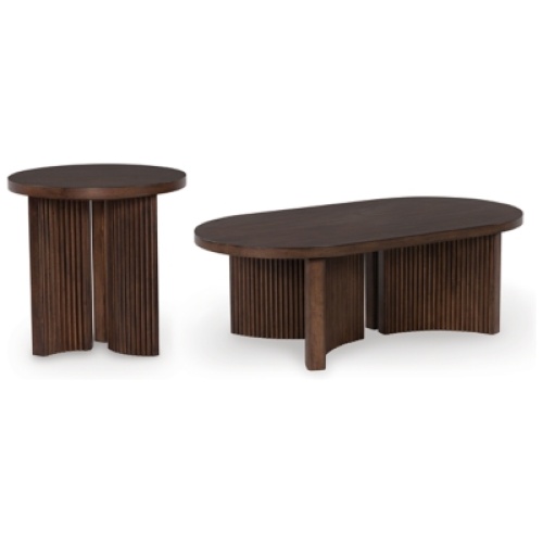 Korestone Coffee Table with 1 End Table, Dark Brown