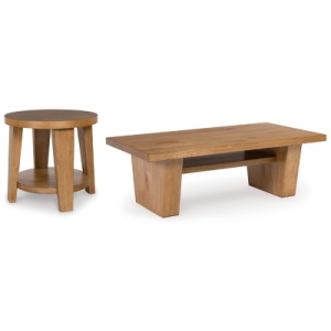 Kristiland Coffee Table with 1 End Table, Light Brown