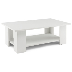 Large 36 Inch 2-Tier Wooden Modern Coffee Table with Storage Shelf-White