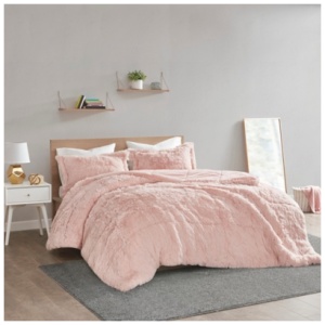 Leena Shaggy Full/Queen Comforter Mini Set, Blush