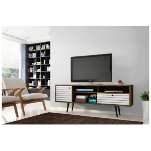 Liberty 70" TV Stand, Rustic Brown/White