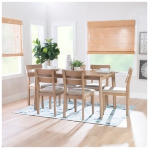 Linon Devin Dining Table and 6 Chairs Set, Natural
