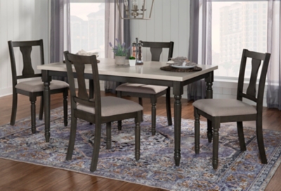 Linon Wesley Dining Table and 4 Chairs Set, Gray
