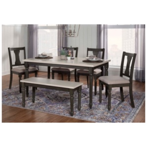 Linon Wesley Dining Table and 5 Chairs Set, Gray