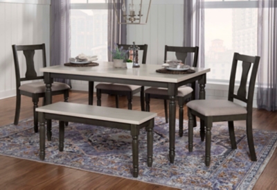 Linon Wesley Dining Table and 5 Chairs Set, Gray