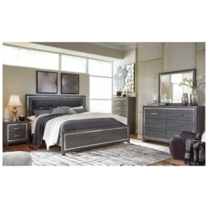 Lodanna King Panel Bed with Dresser, Gray